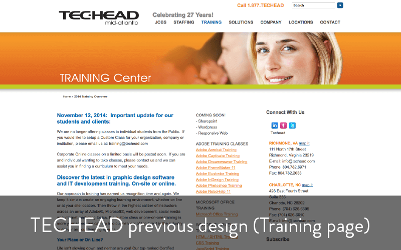 techead previous design - training